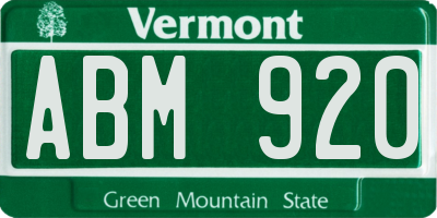 VT license plate ABM920