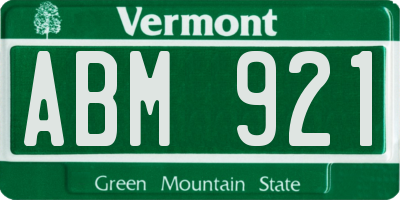 VT license plate ABM921