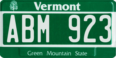 VT license plate ABM923