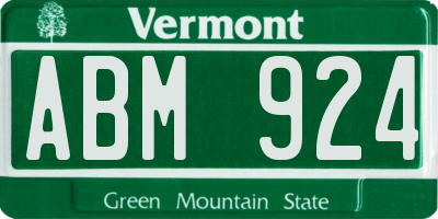 VT license plate ABM924