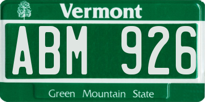 VT license plate ABM926