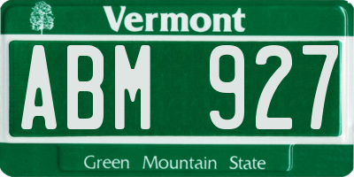 VT license plate ABM927