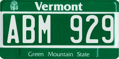 VT license plate ABM929