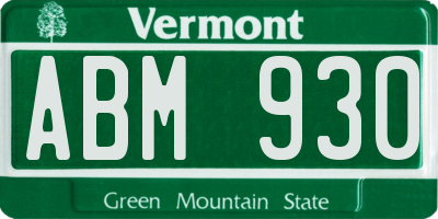 VT license plate ABM930