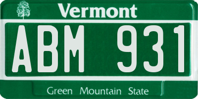 VT license plate ABM931