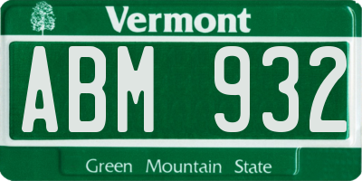 VT license plate ABM932