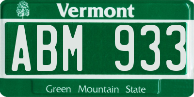 VT license plate ABM933