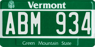 VT license plate ABM934