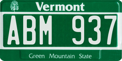 VT license plate ABM937