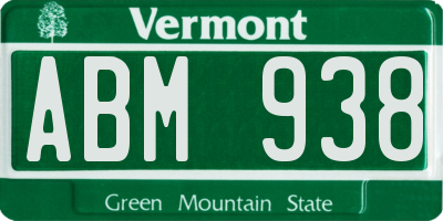 VT license plate ABM938