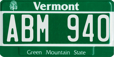 VT license plate ABM940