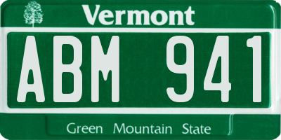 VT license plate ABM941