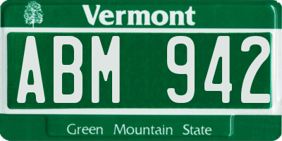 VT license plate ABM942