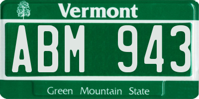 VT license plate ABM943