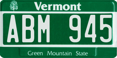 VT license plate ABM945