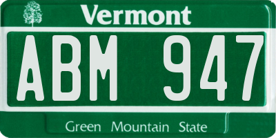 VT license plate ABM947