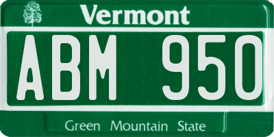 VT license plate ABM950