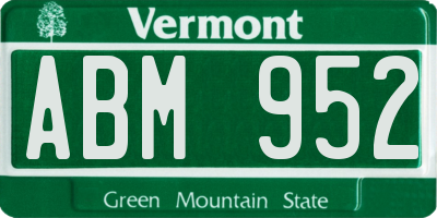 VT license plate ABM952