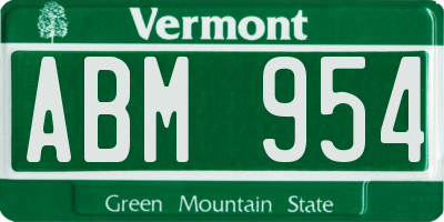 VT license plate ABM954