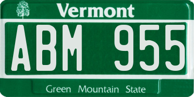 VT license plate ABM955