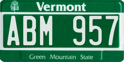 VT license plate ABM957