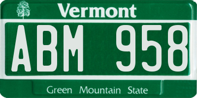 VT license plate ABM958