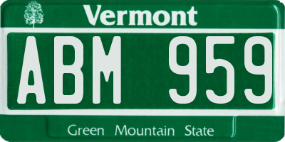 VT license plate ABM959