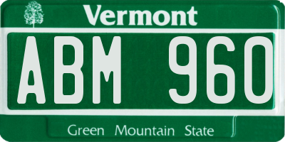 VT license plate ABM960