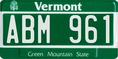 VT license plate ABM961