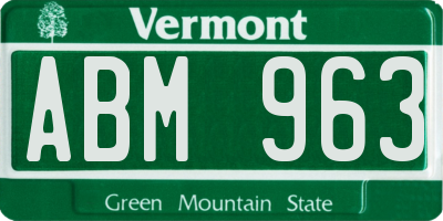 VT license plate ABM963