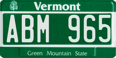 VT license plate ABM965