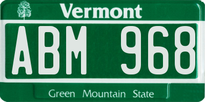 VT license plate ABM968