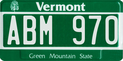 VT license plate ABM970