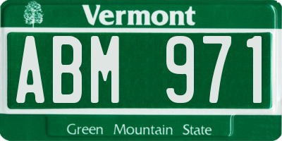 VT license plate ABM971