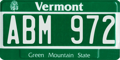 VT license plate ABM972