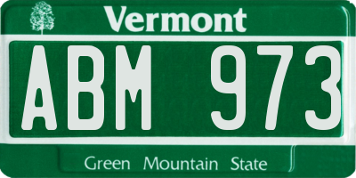 VT license plate ABM973