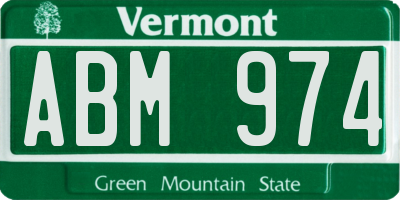 VT license plate ABM974