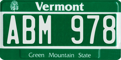 VT license plate ABM978