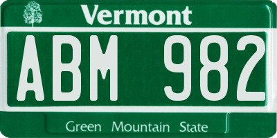 VT license plate ABM982