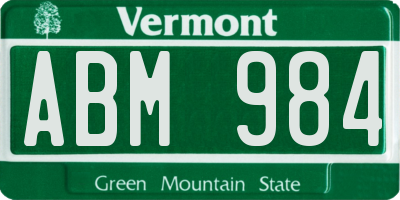 VT license plate ABM984