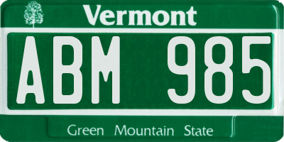 VT license plate ABM985