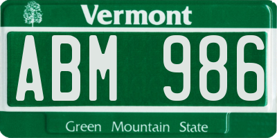 VT license plate ABM986