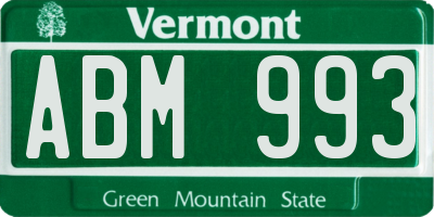 VT license plate ABM993