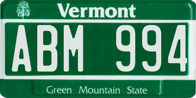 VT license plate ABM994