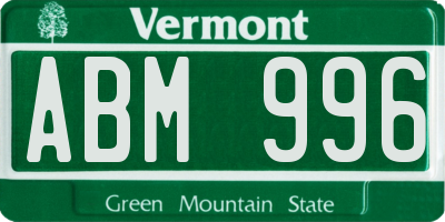 VT license plate ABM996