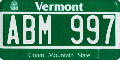 VT license plate ABM997