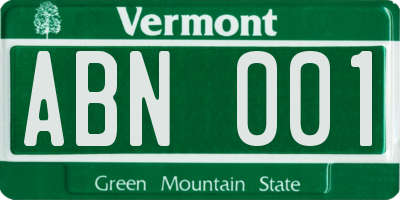 VT license plate ABN001