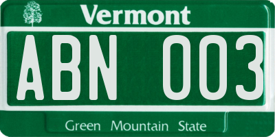 VT license plate ABN003