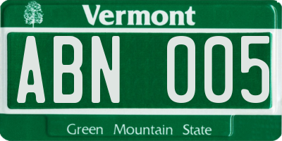 VT license plate ABN005