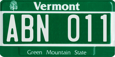 VT license plate ABN011